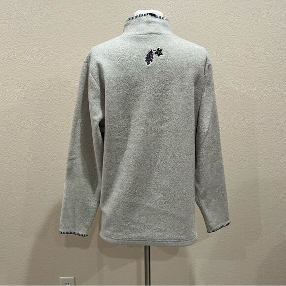 NorthCrest Fall Leaves Fleece Mock Neck Pullover Size Medium - Picture 7 of 15